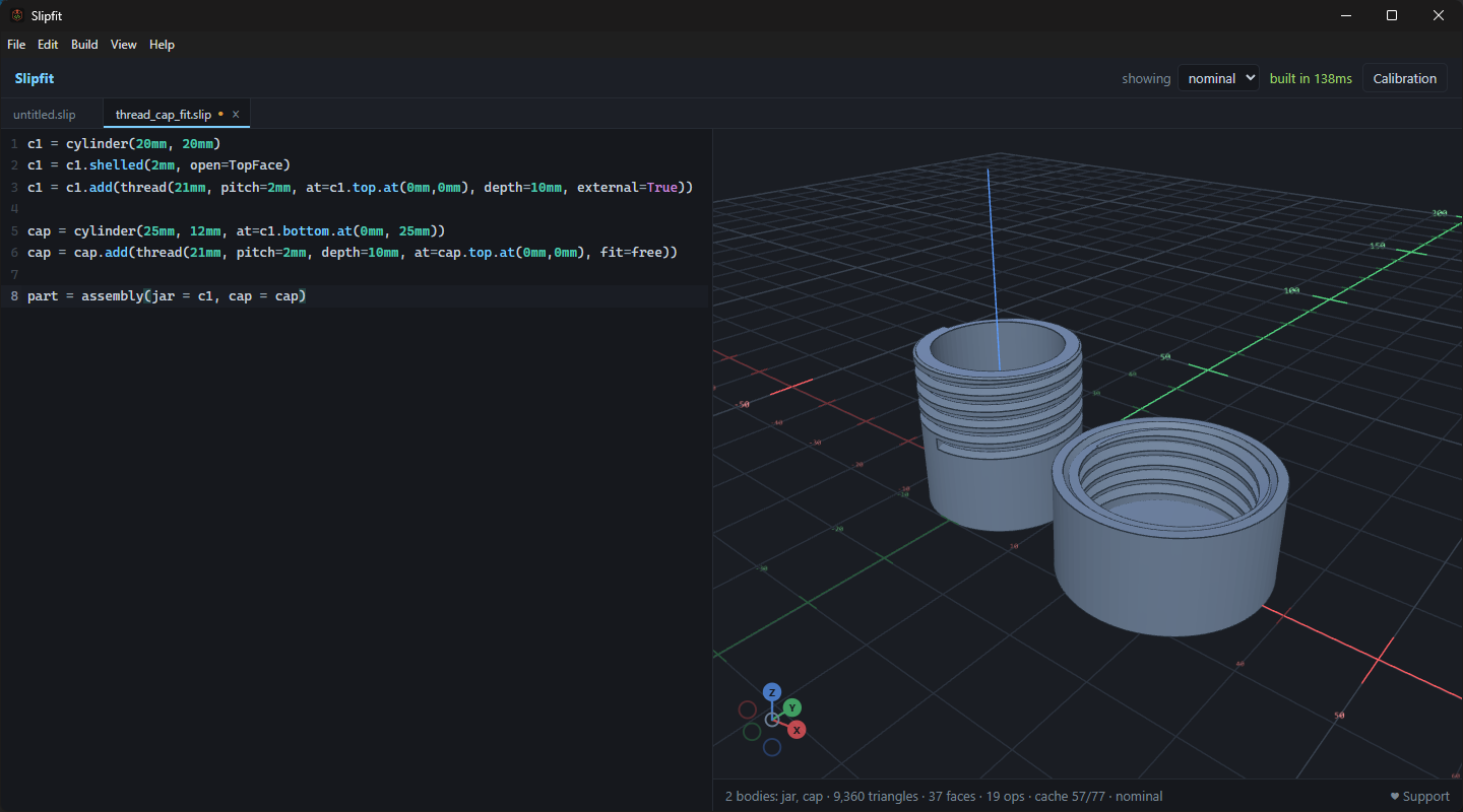 Servo solid read from a STEP file instead of built from primitives.